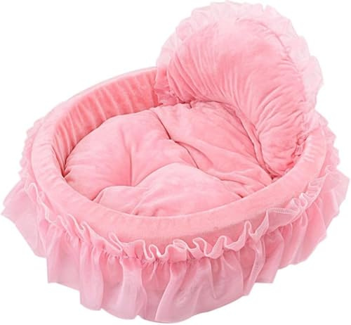 BeLlaq Cama para perros mullida, cojín para gatos Donut, cama para perros lavable, acolchado extraíble en el centro para mascotas pequeñas y medianas (Rosa)