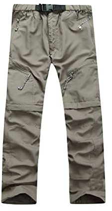 vreplrse Pantalones de Verano para Hombre, Senderismo, Camping, Moda Fresca, Pantalones Desmontables para niños, Escalada, montañismo, Pantalones Cortos de Cintura elástica, Caqui, XXL