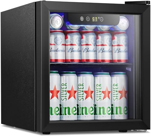 Antarctic Star Mini Fridge Cooler - 12 Bottle 48 Can Beverage Refrigerator Glass Door for Drinks or Beer Wine –Small Drink Dispenser for Home, Office or Bar, Electronic Temperature Control，1.3cu.ft.