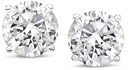 The Diamond Channel CERTIFIED 1 to 10 Carat LAB GROWN Diamond Stud Earrings Round Cut 4 Prong PUSH BACK (F-G Color, VS1-VS2 Eye Clean Clarity) (Round Diamond, 1.00 cttw)