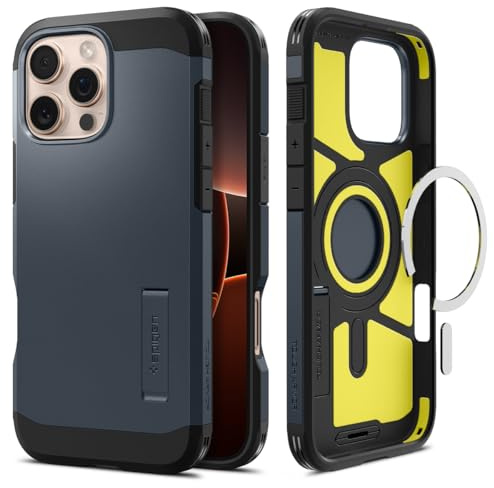 Spigen Tough Armor (AI) MagFit Case for iPhone 16 Pro Max, Compatible with MagSafe Accessories - Metal Slate