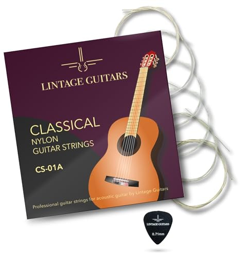 Lintage Guitars Klassische Gitarrensaiten, Nylon, für Spanische Akustikgitarre, mit Plektrum (CS-01A)