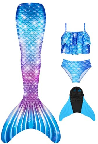 FOLOEO Meerjungfrauenflosse Mädchen Kinder mit Meerjungfrau Flosse Bikini Set
