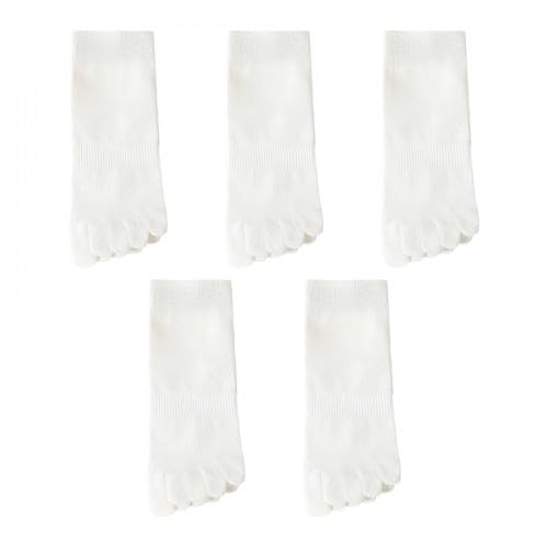 Ehuihuan 5 Paia Calzini Con Dita Separate, Calze Sportivi Dita da Corsa, Calze Cinque Dita Cotone Traspirante, Calze con Dita Separate Donna, EUR 35-42 (IT, Numero, 35, 42, Regular, Regular, Bianco)