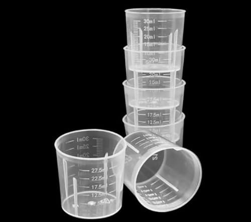 6 Pcs 30ml Measuring Cups Plastic Graduated Cups Transparent Scale Cups Plastic Clear Epoxy Mixing Cups for Kitchen Cooking Medicine Measure Tool