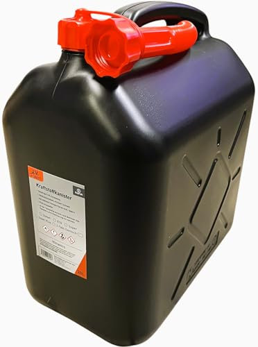 J.V. POWER 1x Benzinkanister 20L SCHWARZ Dieselkanister Reservekanister Kraftstoffkanister 20 Liter Ltr. Wasserkanister für Benzin Diesel Wasser AdBlue 20-Liter-Kanister & Außgießer