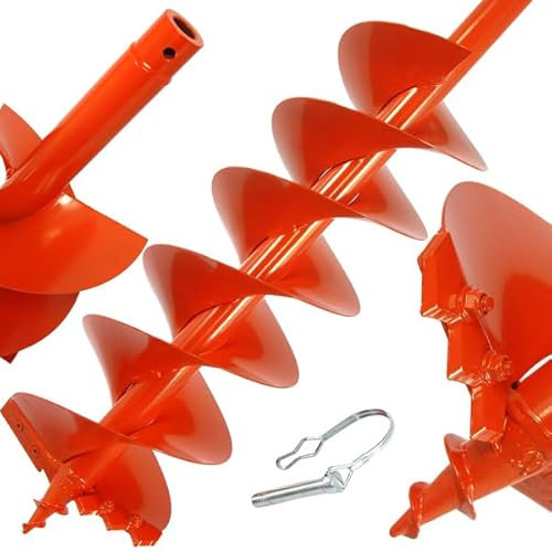 Erdbohrer mit Doppelspirale für Gartenpropeller | Durchmesser 20 cm | Länge 80 cm | Klingenstärke 2 mm | Durchmesser Montageschaft 20 mm