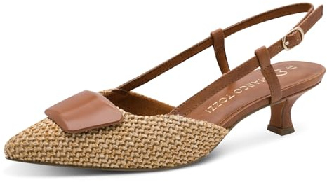 MARCO TOZZI Donna Décolleté Morbido Feel Me Plantare Morbida Fodera Interna Vegano a Punta, Marrone (Cognac Comb), 38 EU