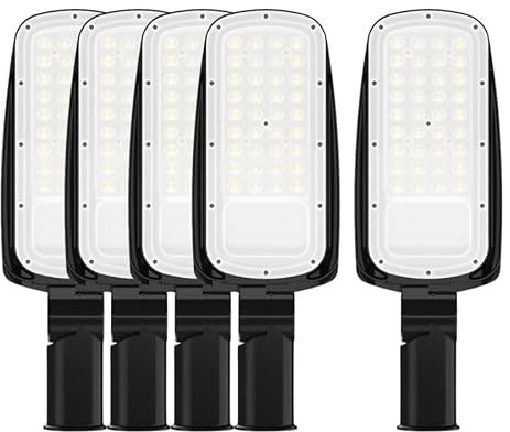 ENOVALITE LED 5 Stück Straßenlaterne 150W, 21000 Lumen 5000K neutralweiß, IP65 Außenleuchte Mastleuchte, geprüfte Straßenlampe aussen für Hof Einfahrt Parkplatz Wege, Außenbeleuchtung