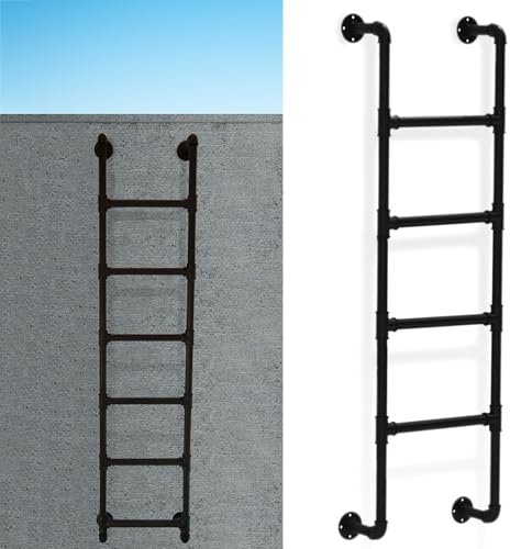 Escalera de metal resistente de 150 kg de capacidad, diseño de tubo redondo, tamaño personalizable para sótano, ventana, pozos, construcción robusta para un acceso y apoyo seguros