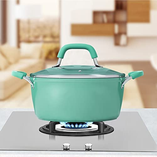 Soppgryta med glaslock - non-stick stekpanna för hemmabruk 24 cm, soppgryta med silikonhandtag anti-skållning universella kokkärl