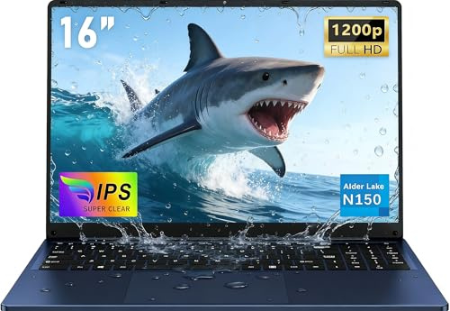 CHIFUYOU Ordenador portátil 16 GB RAM 1 TB SSD 16 Pulgadas Profesional Pc portátil N150 3,6 GHz, Win 11 Pro, 1920 x 1200 p, 6000 mAh, Teclado retroiluminado - Estudiante/Oficina/Negocio