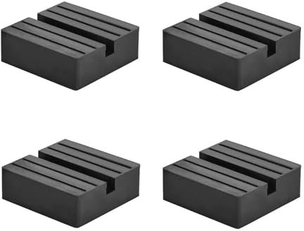 DEDC 4PCS Square Jack Stand Pad for Toe Jack Axle Stands, Rubber Slotted Frame Rail Protector, Pinch Welds Protector 2.95x2.95x0.98inch