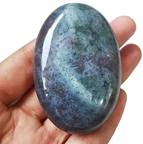 Piedra de palma de ágata india, piedras curativas naturales, ovaladas, pulidas, 60 × 40 mm, piedra de bolsillo, regalo de meditación