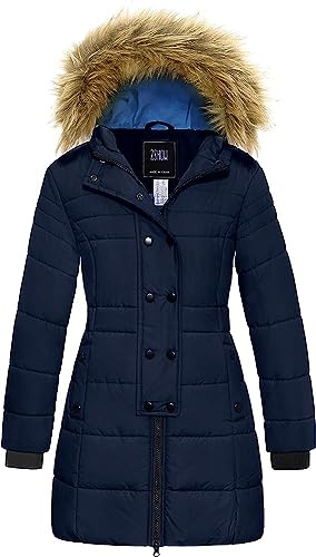 ZSHOW flicka vinterkappa parkas lång varm bufferjacka
