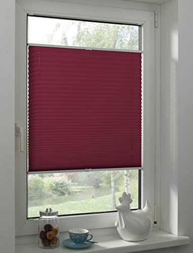 Sunpro24 Plissee auf Maß, Blickdichtes Faltrollo, Klemm-Montage, Sonnenschutzrollo, (B) 51-60 x (H) 211-220 cm, Rot