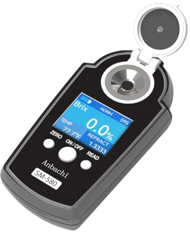 Digital Refractometer Digital BRIX Tester Sugar Meter Ideal for Drinking Water Beverage Kombucha Orchard Fruit Juice Carbohydrate Content High Accuracy Portable Refractive Index Tester 0-58%