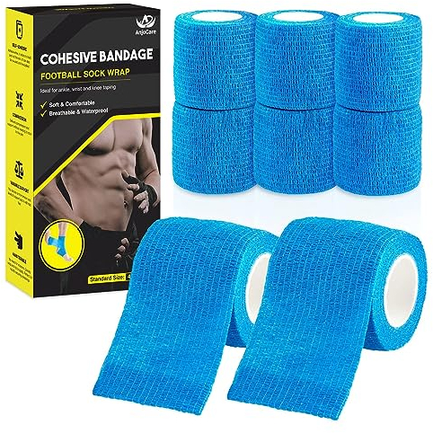 AnjoCare Selbstklebende Bandage Wrap(8Pack),atmungsaktive Selbstklebender Verband,kohäsive Bandage Wrap für Erste Hilfe,Sportverletzungen,Handgelenk Verstauchungen Schutz,Vet Wrap für Hunde(5CMX4.5M)