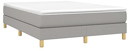 vidaXL Boxspring-sängram ljusgrå 140x190 cm tyg, dubbelsäng, säng, säng ram, dubbelsängar, sängar, säng ramar, resårmadrass, resårmadrasser, pocketersårmadrass