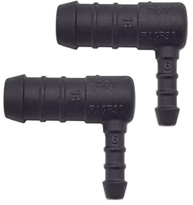 2 x YOU.S Original Schlauchverbinder Zwischenstück RGV Ø 14x6 mm 90° Winkel - L Form