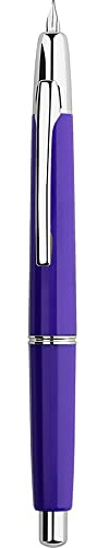erofa Majohn A2 Press Füllfederhalter Extra Feine Feder mit Box, einziehbarer Lila Harz Tinte Stift mit Konverter Schreibstift Set (Silber Clip Version)