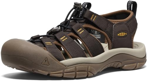 KEEN Men's Newport H2 Closed Toe Water Sandals, Java/Golden Yellow, 6.5