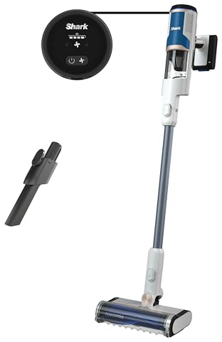 Shark Aspirateur sans fil avec FloorDetect, Anti- emmêlement & PowerFins, Autonomie de 40 minutes avec Batterie Amovible et écran LED, Mode Portable avec Outil pour recoins, Blanc, BU1120EU