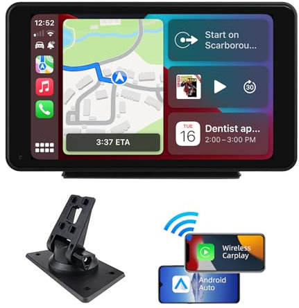 plimpton 2025 Wireless Carplay Android Auto Display, 7 Zoll IPS Touchscreen mit BT/AUX, Mirror Link,Navigation, Sprachassistent, L1