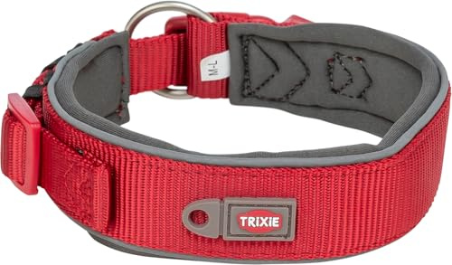 TRIXIE Collare di alta qualità, taglia L-XL, circonferenza collo 53 – 62 cm/50 mm in rosso, collare regolabile per cani di taglia media e grande, imbottito in neoprene, 1995903