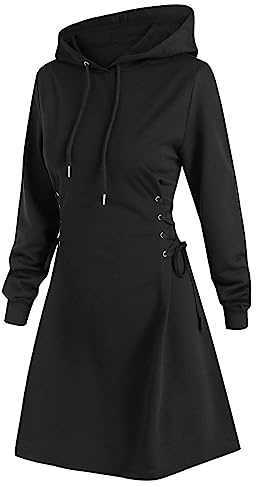 Robe sweat longue pour femme - Sweat long - Sweat à capuche - Tunique - Robe de sport - Robe à capuche - Doux et confortable - Mélange de coton de qualité supérieure - Fitness - Sport - Basique