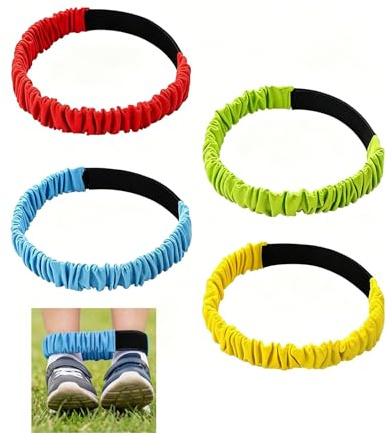 4 Pcs Three Legged Race Bands for Adults,Adjustable Sports Day Games Kit | Elastic Band Relay Sack Race Equipment Set,for Carnival Relay Game Outdoor Backyard Field Day Games Team Building Activities