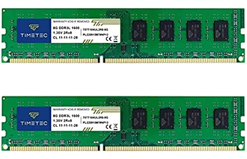 Timetec 16GB KIT(2x8GB) DDR3L / DDR3 1600MHz (DDR3L-1600) PC3L-12800 / PC3-12800 Non-ECC Unbuffered 1.35V/1.5V CL11 2Rx8 Dual Rank 240 Pin UDIMM Desktop PC Computer Memory RAM(SDRAM) Module Upgrade