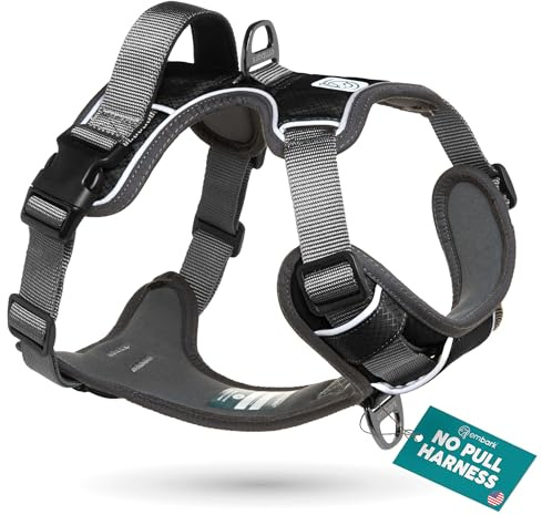 Embark Adventure Dog Harness, Reflective Trim No Pull Dog Harness Medium Sized - Military Grade Nylon, Front Clip with Gel Lined Handle. Soft & Padded Puppy Harnesses for Any Breed