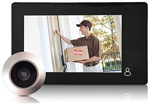 Sonnette de Porte Vidéo Intelligent, 4.3 TFT Moniteur Numérique 140° Grand Angle Vision + 2 MP Judas de Surveillance Caméra de Sécurité pour la Maison