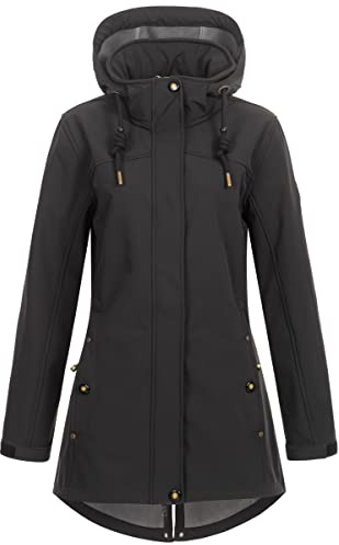 Ankerglut dam Damen Softshellmantel Kurzmantel Mit Kapuze Gefüttert Softshelljacke Übergangsjacke #Ankerglutbrise Softshelljacka