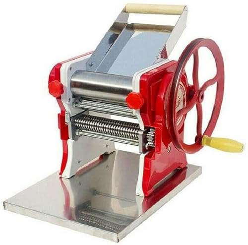 Manuelle Nudelmaschine, Nudelmaschine aus rotem Edelstahl, Multifunktionale Nudelmaschine für den Haushalt, Spaghetti-Fettuccine-Lasagne-Hersteller-rot