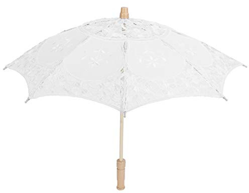 Spetsparaply Vintage bröllopsparaply, fotografipappersparasoll med trähandtag för bröllop, fester(#1)