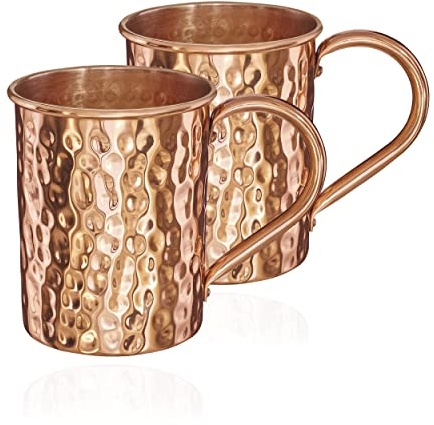 NKlaus 2 vasos de cobre puro de 145 g (100%), taza de cobre, cilindro Moscow Mule, 500 ml, 11264