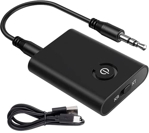 Adaptateur Bluetooth Audio 5.0, Émetteur Récepteur sans Fil 2 en 1, Émetteur Bluetooth avec Câble 3,5 mm pour Casque MP3/MP4 Haut-Parleur HiFi Radio Voiture TV PC Ordinateur Portable Tablette