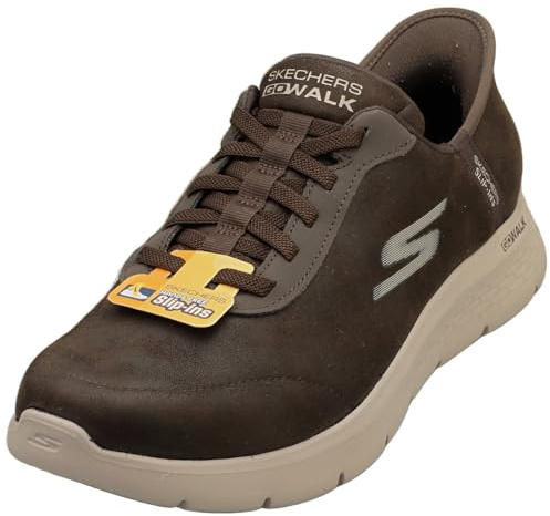 Skechers Chaussures à Enfiler Mains Libres pour Homme : Go Walk Flex-Smooth Motion Sneaker, Marron, 40 EU