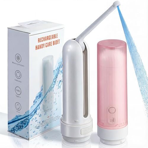 Portable Bidet for Travel,Rechargeable Electric Handheld Travel Bidet Sprayer for Women,Collapsible,Portatil Peri Water Bottle Bidets for Hygiene,Camping, Backpacking,Backcountry,Hiking(Pink)