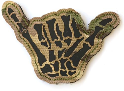 Multicam Camo IRR Morale patch skelett handskylt Shaka militär krok och ögla 8 x 5,5 cm armé Airsoft emblem MTP