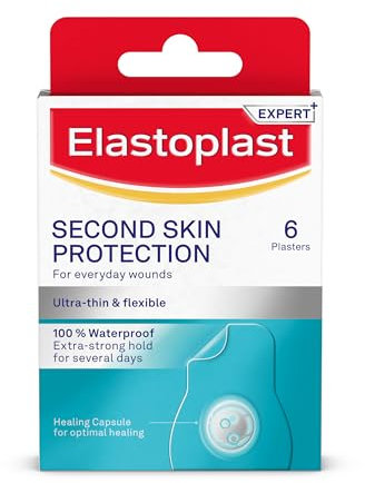 Elastoplast Second Skin Protection Plasters (6 Pieces), Hydrocolloid Waterproof Plasters with Advanced and Flexible Protection and Faster Wound Healing, Ultra-Thin Plaster Strips