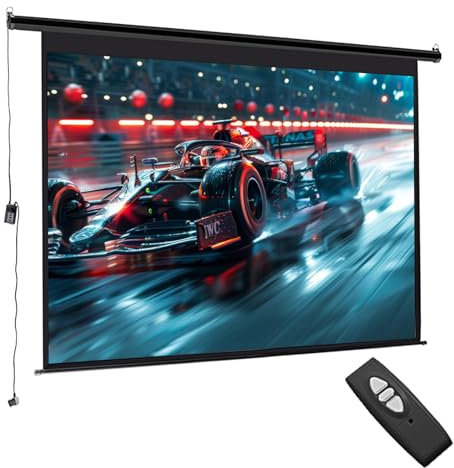 INMOZATA Motor Leinwand Beamer Elektrisch 265cm, Bild 238 x 177 cm(120 Zoll), Format 4:3, Fernbedienung, Deckenmontage & Wandmontage Projektor Leinwand für Heimkino Büro Schule Präsentationen-Schwarz