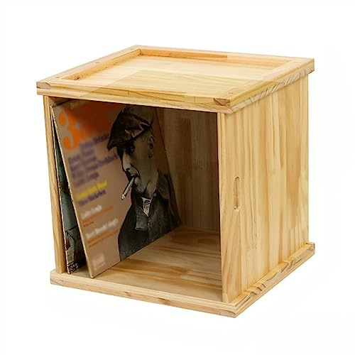 Support de Rangement pour disques CD Boîte de Rangement for disques vinyles LP, Caisse de disques en Bois avec poignée – Support et Organisateur d'album en pin de Table, étui de Rangement for disques