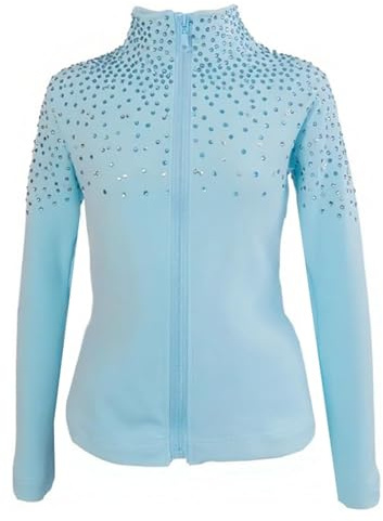 LIUHUO Chaqueta de patinaje sobre hielo para niñas y mujeres, forro polar elástico, para entrenamiento, patinaje artístico, azul, 10-12 años