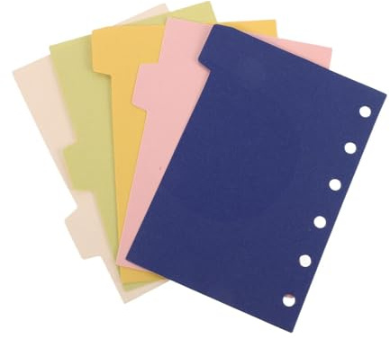 DIKACA Separadores de Carpeta Mini A7 con Pestañas, 5 Hojas Sueltas de Índice para Cuadernos y Planificadores, Tablillas Resistentes para Organización en Oficina, Estudio y Uso