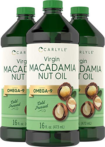 Carlyle Macadamia Nut Oil | 3 x 16 fl oz Bottles | Virgin Cold Pressed with Omega-9 | Food Grade for Cooking | Great for Hair and Skin | Vegetarian, Non-GMO & Gluten Free