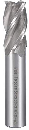 Sourcingmap High Speed Steel HSS-AL 4 Flute Straight End Mill Cutter CNC Router Bits, 18 x 16 x 32mm