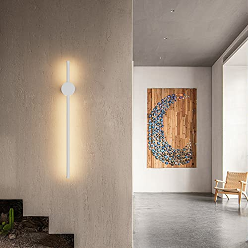 Klighten LED Wandleuchte Innen Lange, Weiß IP65 Außen Wandlampe, Lang Modern Außenlampe, Aluminium Wandbeleuchtung für Schlafzimmer Wohnzimmer Flur Villa, 65CM/18W, Warmweiß 3000K